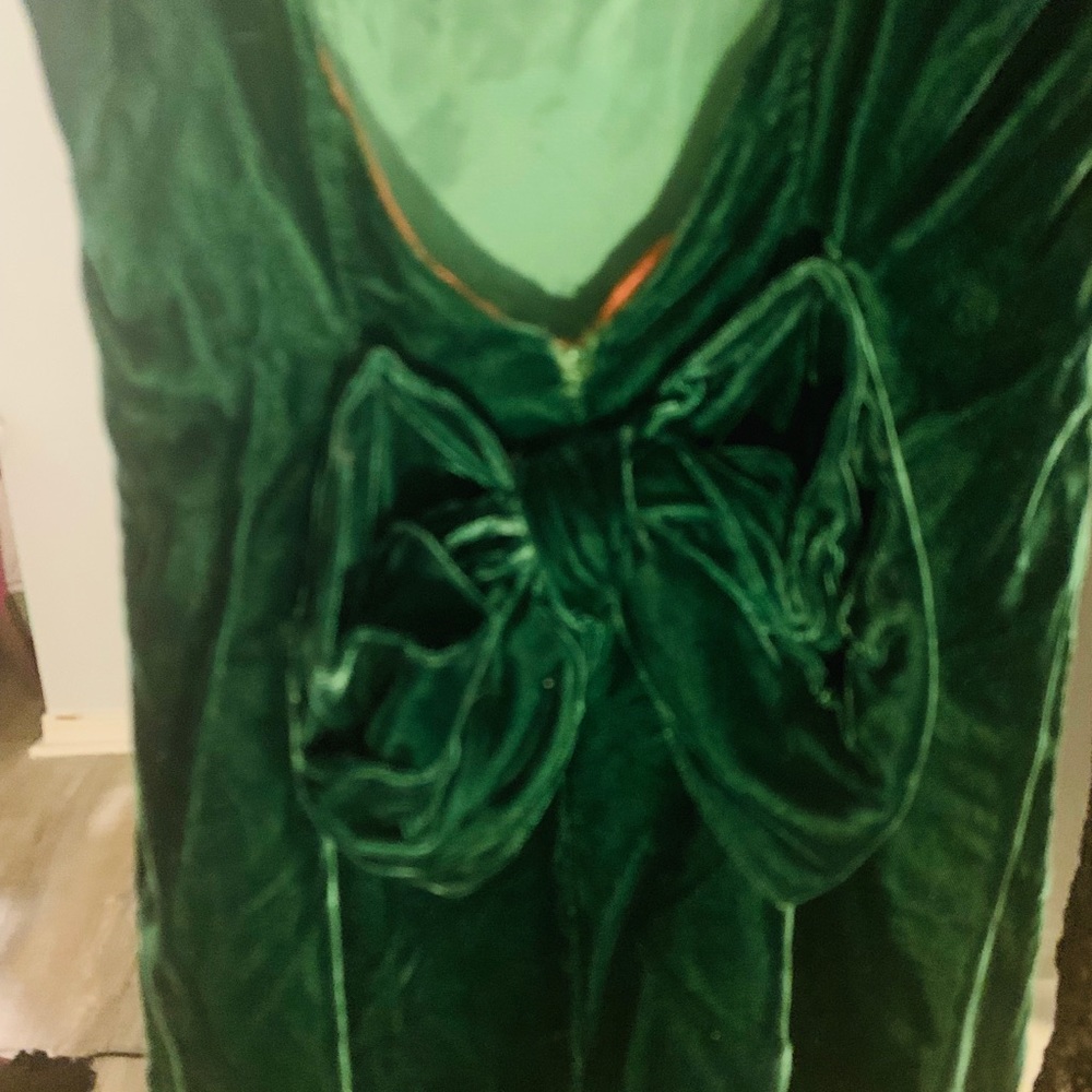 Mini green crushed velvet dress